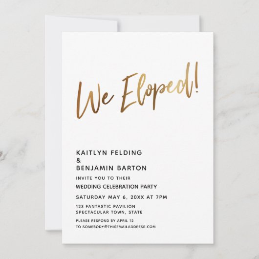 Invitation Nous nous sommes enfuis ! Célébration minimale en  (Devant)