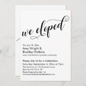 Invitation Nous nous sommes enfuis Écriture élégante Célébrat (Devant / Derrière)