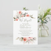 Invitation Nous nous sommes enfuis Mariage aquarelle Rose Fle (Debout devant)