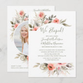 Invitation Nous nous sommes enfuis Mariage aquarelle Rose réc (Devant / Derrière)