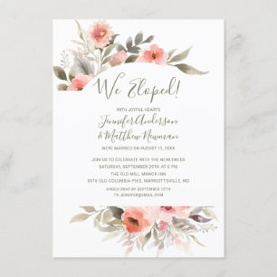 Invitation Nous nous sommes enfuis Mariage aquarelle Rose réc