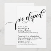 Invitation Nous nous sommes enfuis Mariage Fancy Script Céléb (Devant / Derrière)