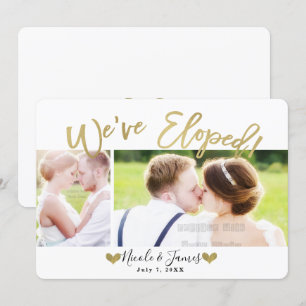 Invitation Nous nous sommes enfuis Or Moderne Photo Mariage F