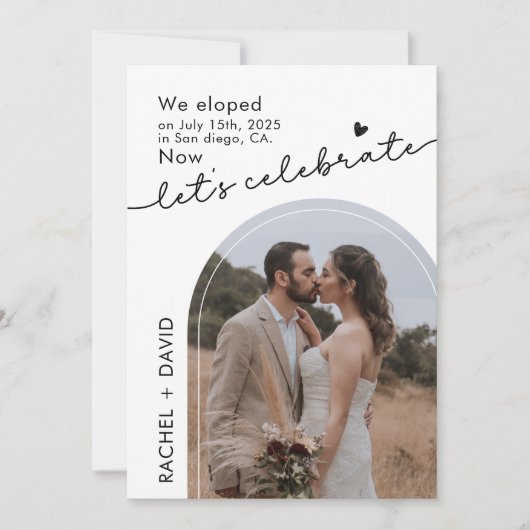 Invitation Nous nous sommes enfuis pour nous marier, maintena (Devant)