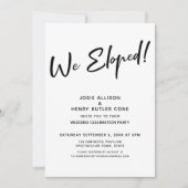 Invitation Nous nous sommes enfuis ! Réception de mariage mod (Devant)