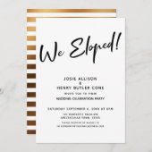 Invitation Nous nous sommes enfuis ! Réception de mariage mod (Devant / Derrière)