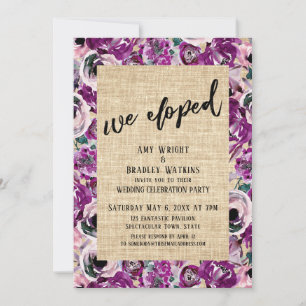 Invitation Nous nous sommes enfuis Réception en toile de jute