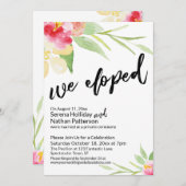 Invitation Nous nous sommes enfuis Script Casual avec Fleurs  (Devant / Derrière)