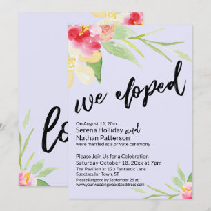 Invitation Nous nous sommes enfuis Script Casual Fleurs aquar