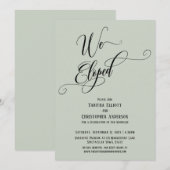 Invitation Nous nous sommes enfuis Script Élaboré, Vert Sauge (Devant / Derrière)