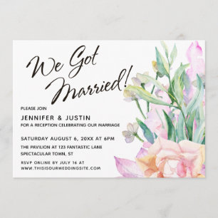 Invitation Nous nous sommes mariés Bouquet floral aquarelle a
