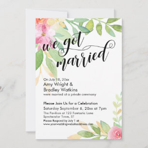 Invitation Nous nous sommes mariés Calligraphie Aquarelle Fle