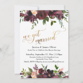 Invitation Nous nous sommes mariés Deep Red Bourgogne Floral  (Devant)