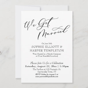 Invitation Nous nous sommes mariés élégamment, réception simp
