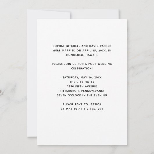 Invitation Nous nous sommes mariés en secret | Annonce de mar (Dos)