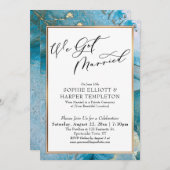 Invitation Nous nous sommes mariés Encre sarcelle et or Récep (Devant / Derrière)