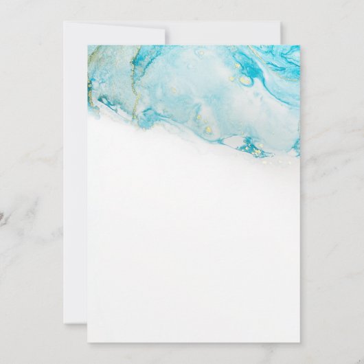 Invitation Nous nous sommes mariés Encre sarcelle et or Récep (Dos)