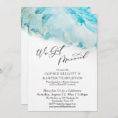 Invitation Nous nous sommes mariés Encre sarcelle et or Récep (Devant / Derrière)