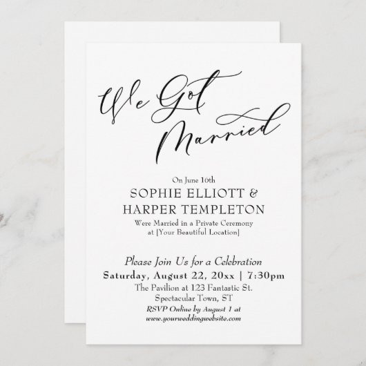 Invitation Nous nous sommes mariés joliment, Simple réception (Devant / Derrière)