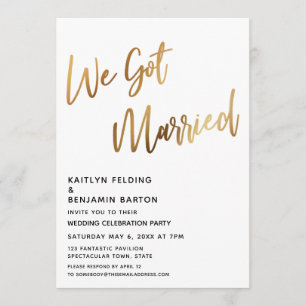 Invitation Nous nous sommes mariés Or Minimal Calligraphie Ré