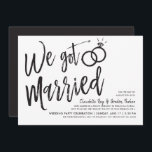 Invitation Nous Nous Sommes Mariés | Post Wedding Party<br><div class="desc">Après la grande journée et les anneaux sont échangés invitations vos invités les plus honorés à une célébration. Cette invitation contient les mots "Nous nous sommes mariés" en lettres de script fantaisistes. Vers le côté de ceci sont une paire d'anneaux mariages. Sous ce graphique se trouve un espace pour vos...</div>