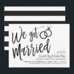 Invitation Nous nous sommes mariés| Post Wedding Party Event<br><div class="desc">Après la grande journée et les anneaux sont échangés invitation vos invités les plus honorés à une fête. Cette invitation comporte les mots "Nous nous sommes mariés" en lettres de script sophistiquées. Vers le côté de ceci se trouvent une paire d'anneaux mariages. Sous ce graphique se trouve un espace pour...</div>