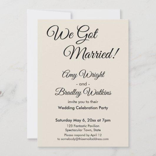 Invitation "Nous Nous Sommes Mariés !" Réception De Mariage S (Devant)