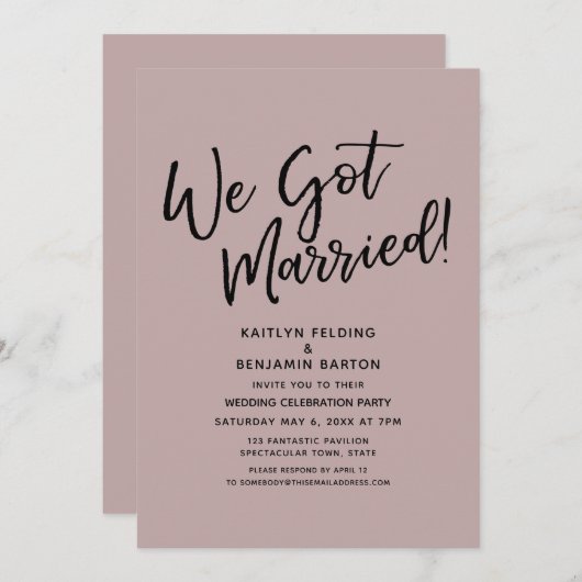 Invitation Nous Nous Sommes Mariés ! Réception décontractée D (Devant / Derrière)