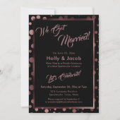 Invitation Nous Nous Sommes Mariés ! Rose Gold Confetti Bubbl (Devant)