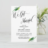 Invitation Nous nous sommes mariés Script élaboré et verdure (Debout devant)