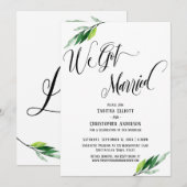Invitation Nous nous sommes mariés Script élaboré et verdure (Devant / Derrière)