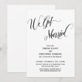 Invitation Nous nous sommes mariés Script élaboré, Noir et Bl (Devant / Derrière)