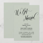 Invitation Nous nous sommes mariés Script Élaboré, Vert Sauge (Devant / Derrière)