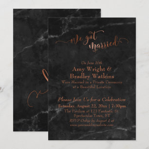 Invitation Nous nous sommes mariés Script sur Marbre Noir
