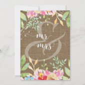 Invitation Nous nous sommes mariés sur Burlap avec Fleurs et  (Dos)