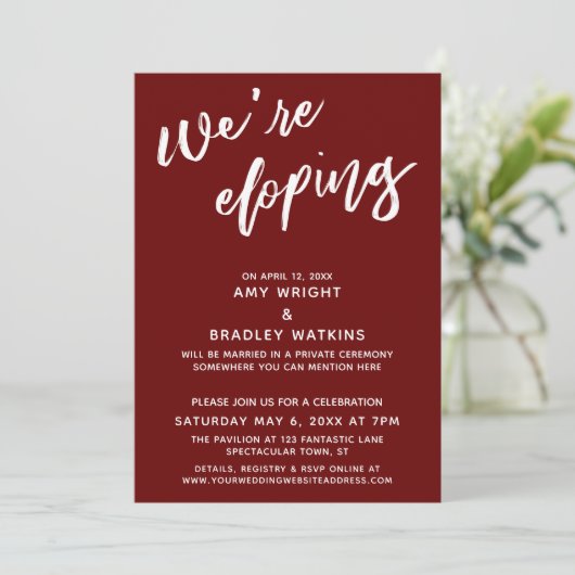 Invitation Nous partons en cachette Simple écriture manuscrit (Debout devant)