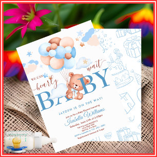 Invitation Nous pouvons à peine attendre Baby Shower Blue Boy