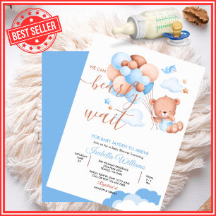Invitation Nous pouvons à peine attendre Baby Shower Blue Boy