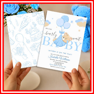 Invitation Nous pouvons à peine attendre Baby Shower Blue Boy