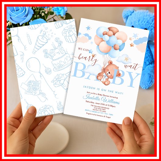 Invitation Nous pouvons à peine attendre Baby Shower Blue Boy