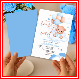 Invitation Nous Pouvons à Peine Attendre Baby Shower Blue Boy