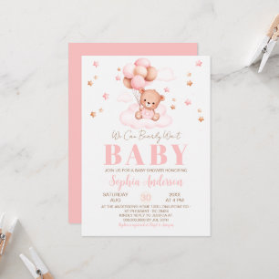 Invitation Nous pouvons à peine attendre Ballons Fille Baby S