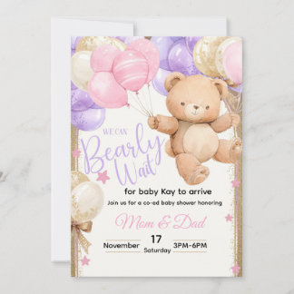 Invitation Nous pouvons à peine attendre Bébé ours
