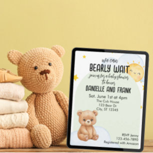 Invitation Nous pouvons à peine attendre, douche de bébé ours