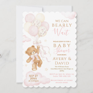 Invitation Nous pouvons à peine attendre Fille Baby Shower Ro