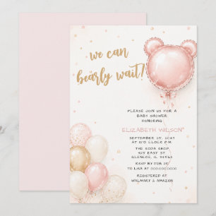 Invitation Nous pouvons à peine attendre Fille rose Baby Show