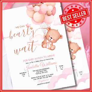 Invitation Nous Pouvons à Peine Attendre Fille Rose Baby Show