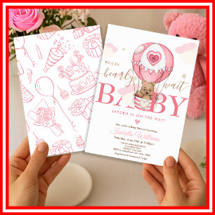 Invitation Nous Pouvons à Peine Attendre Fille Rose Baby Show