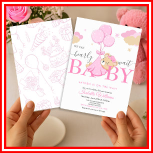 Invitation Nous Pouvons à Peine Attendre Fille Rose Baby Show