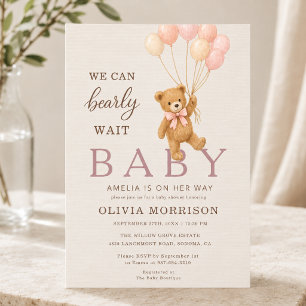 Invitation Nous Pouvons à Peine Attendre Fille Rose Blush Bab